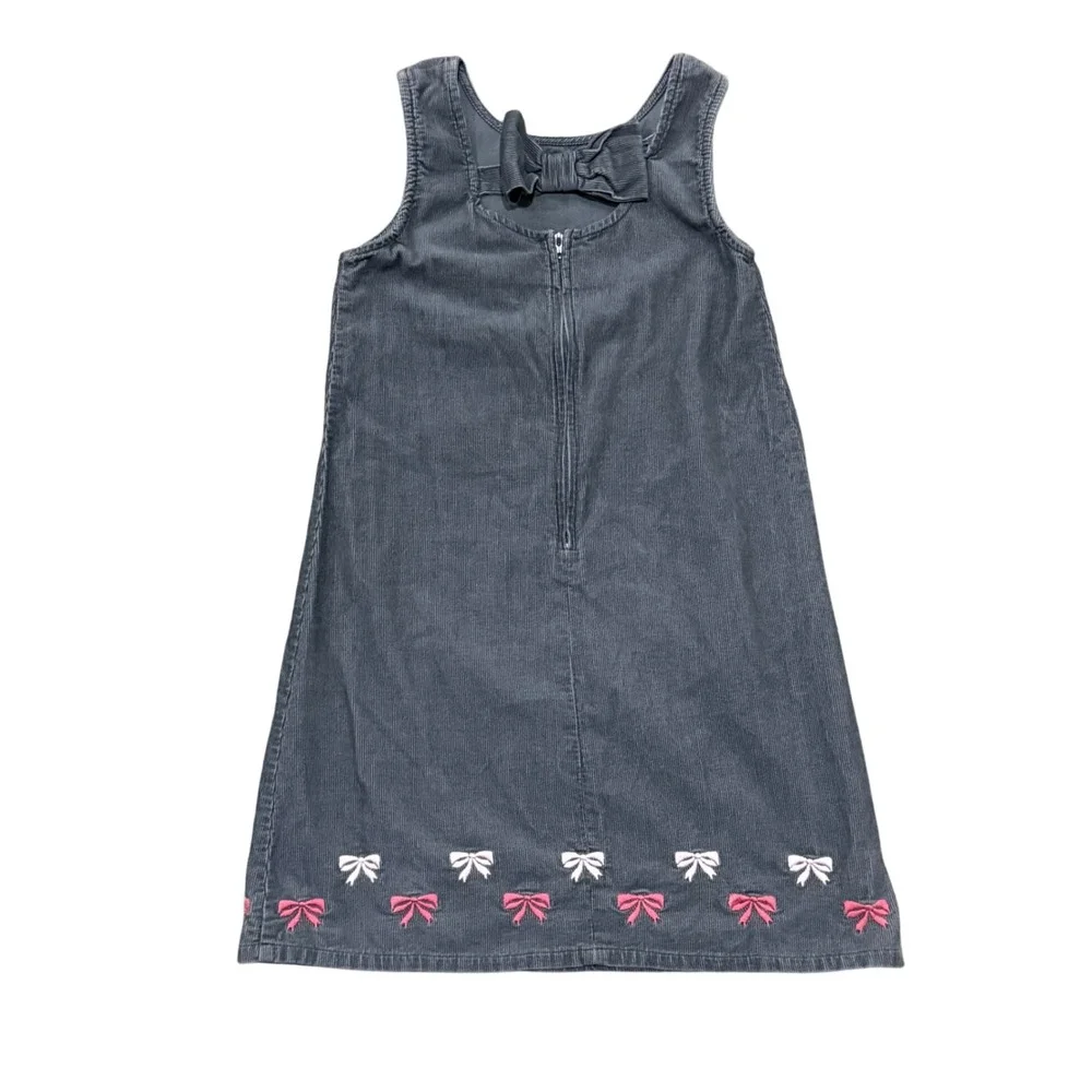 Gymboree Girls gray Corduroy Dress with Bows & Back Bow Detail Size‎ 10